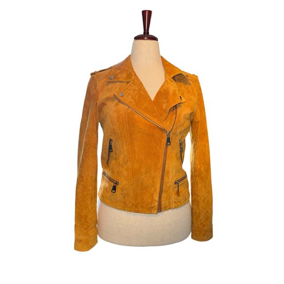 Vero Moda Suede Moto Jacket Cognac Zip Detail NWOT Size Large - Picture 11 of 11